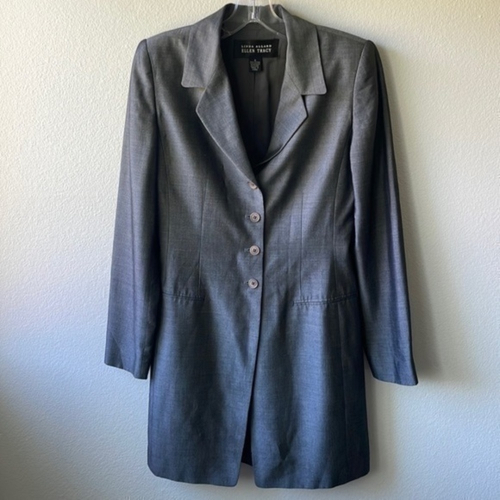 Ellen Tracy coat long blazer business career size 2 Dark Gray